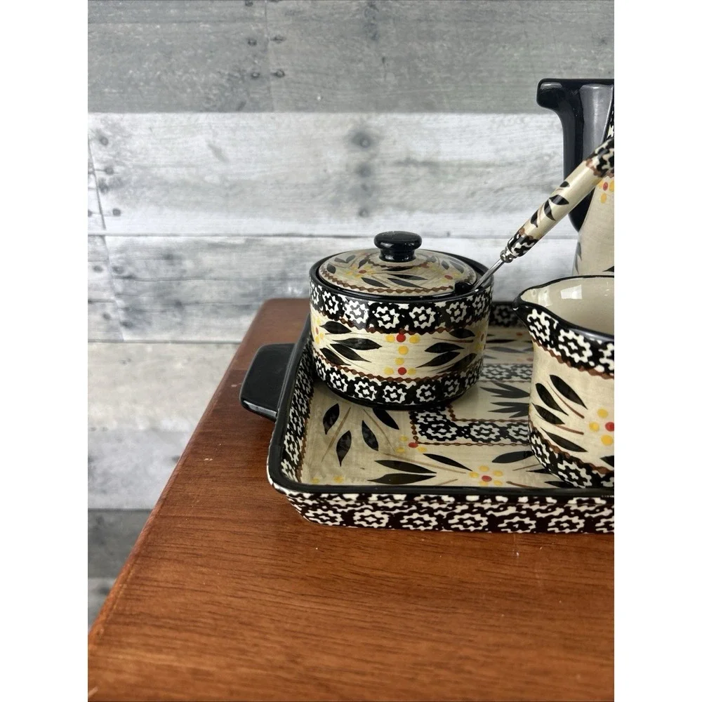 Temp-Tations By Tara Old World Black Tea, Sugar, Creamer, & Tray Set